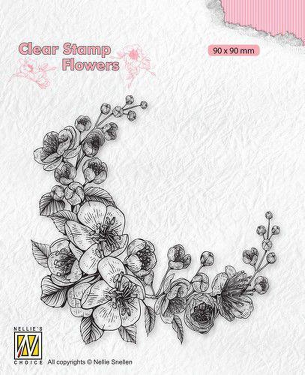 Nellie‘s Choice Clear stamps Flowers - Bloesem hoekje FLO031 90x90mm